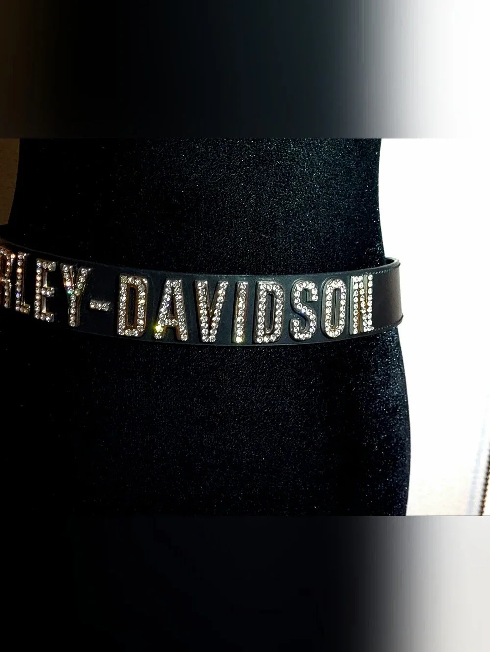 Harley-Davidson Women's Black Sparkling Crystal Logo Belt.  Cool Very Chic